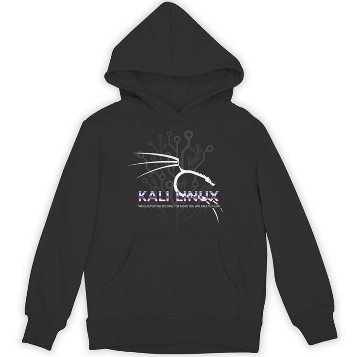 レトロ バックトラック Kali Linux デザイン ドラゴンとタグライン 長袖tシャツ パーカー