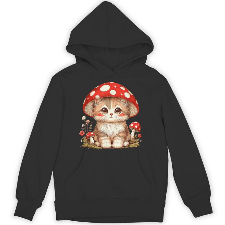 ヴィンテージ猫とキノコの帽子かわいいコテージコア美学 パーカー