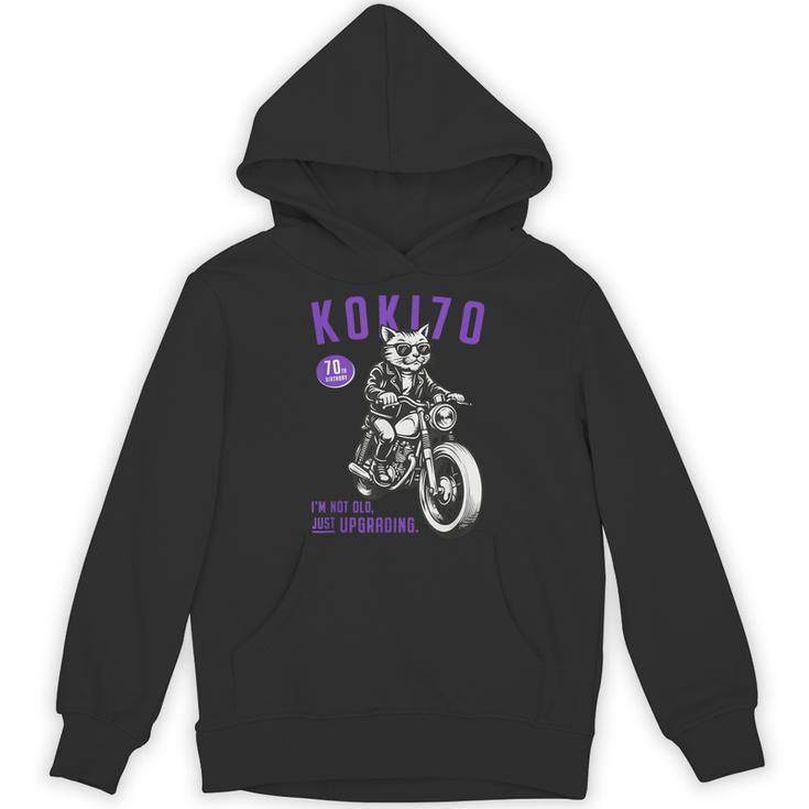 古希祝い バイク好き 猫好き 父 男性 クラシックバイク 70歳 I'm Not Old Just Upgrading パーカー