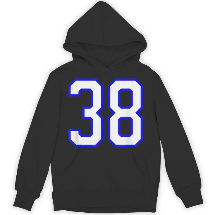 数字 38 Thirty Eight スポーツジャージ ホワイト ブルー 誕生日年齢 パーカー
