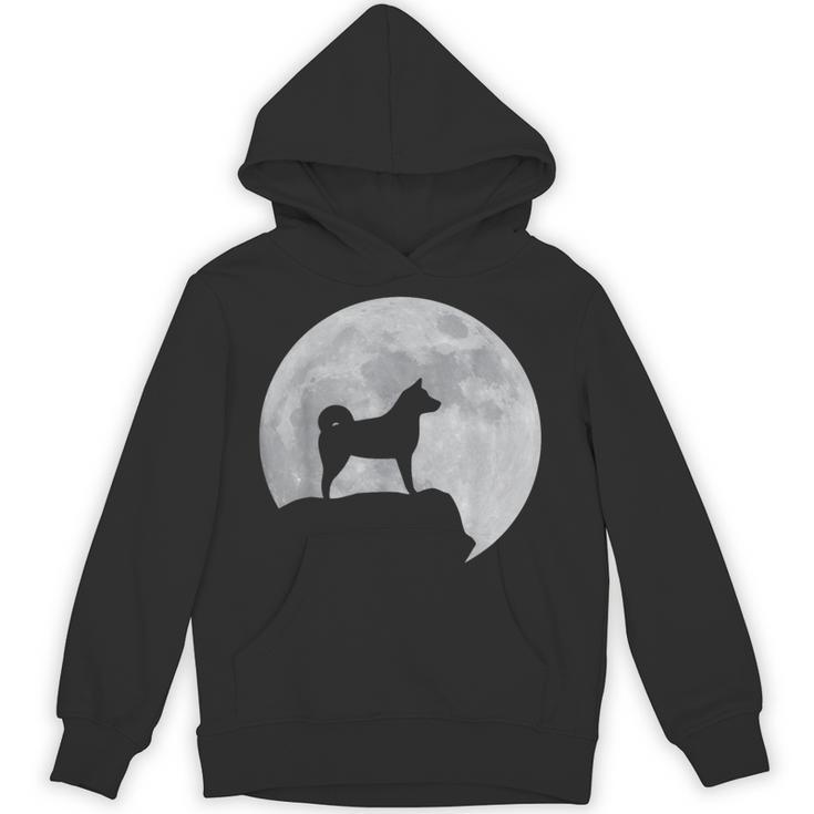 月と犬のシルエット-柴犬 パーカー
