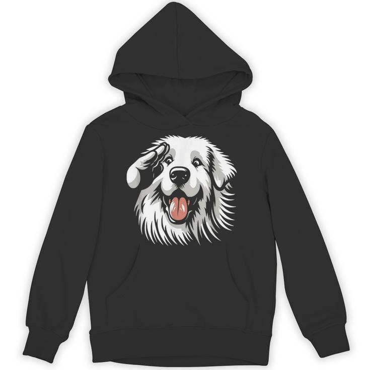 面白いグレート ピレニーズの顔の犬のグラフィック デザイン パーカー