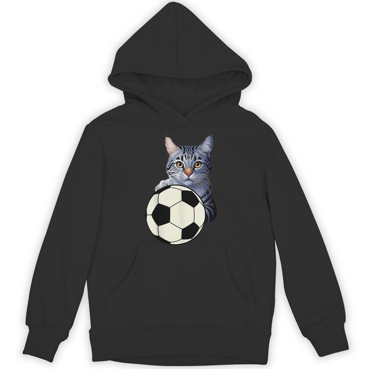 面白い猫サッカーボールグラフィック子猫のスポーツ愛好家のコスチューム パーカー