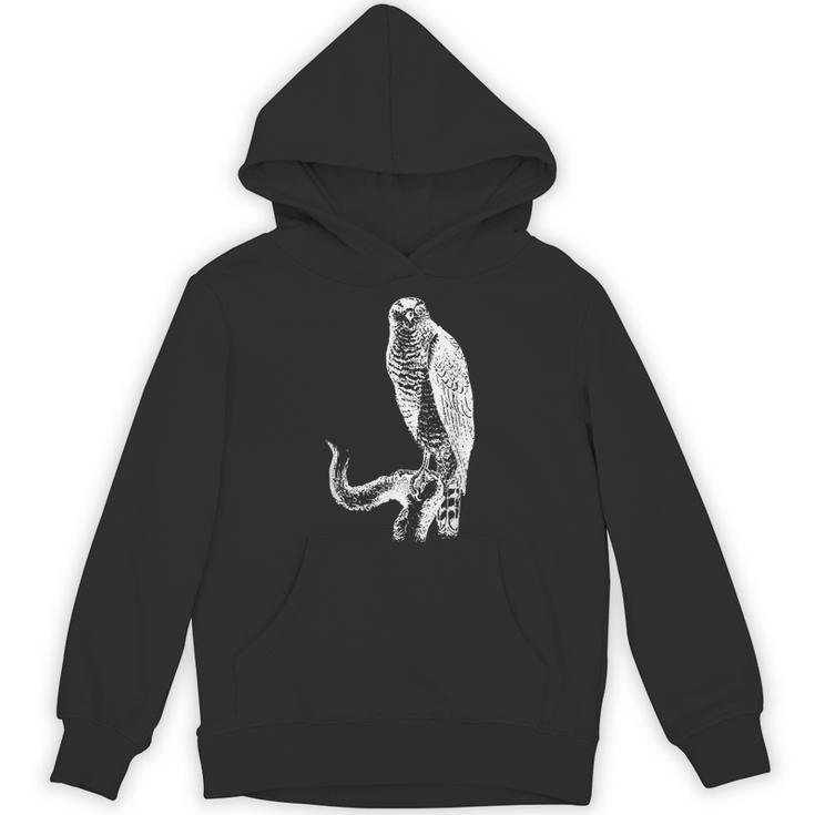 黒い線画 鷹 鳥獣戯画 パーカー