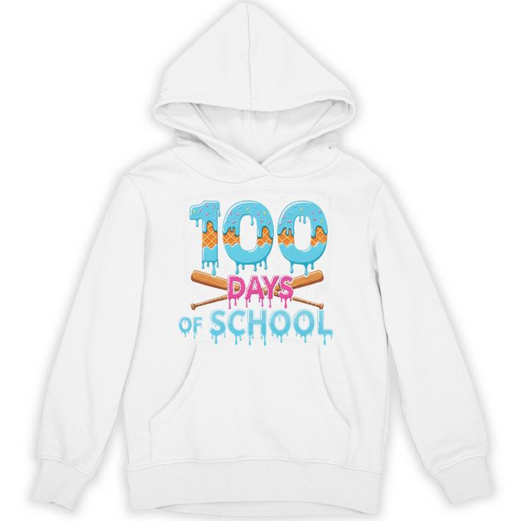100 Days Of School Drip Ice Cream Baseball For Teacher Kids Premium Tri-Blend Unisex Hoodie