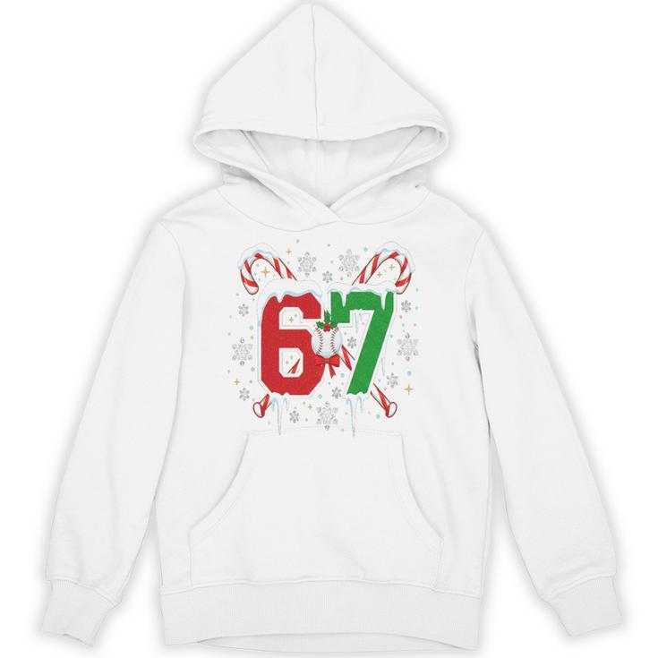 67 Baseball Christmas Candy Cane Snowflake Holiday Sports Unisex Hoodie