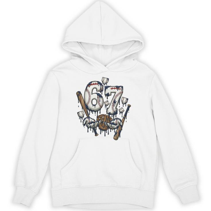 67 Baseball Six Seven Baseball 6 7 Kids Boys Girls Premium Tri-Blend Unisex Hoodie