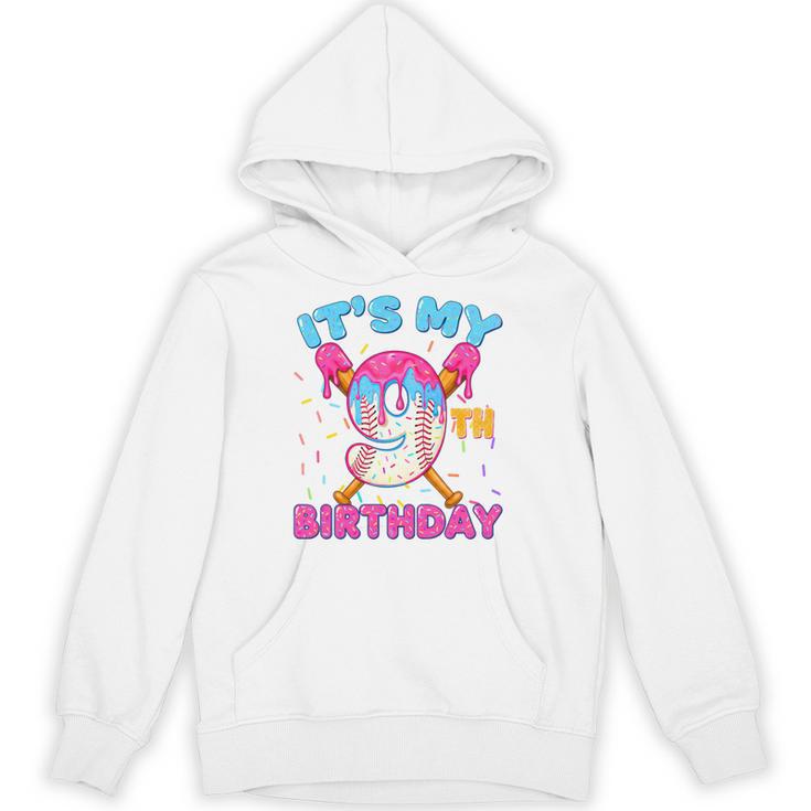 9th Birthday Baseball 9 Year Old Ice Cream Drip Boy Baseball Premium Tri-Blend Unisex Hoodie