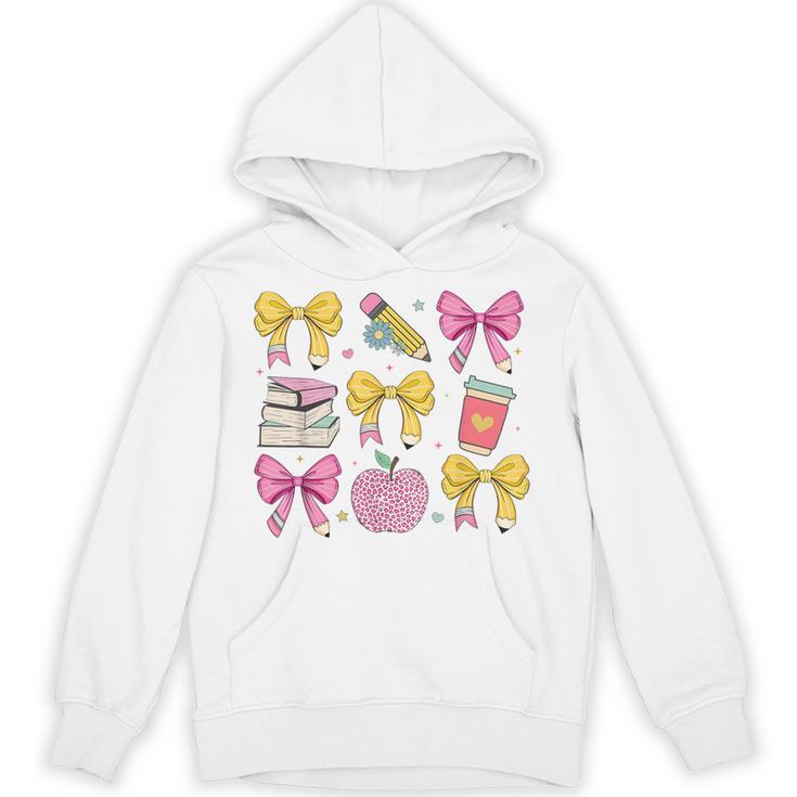 Apple Coquette Bow Books First Day Of School Back To School Unisex Hoodie