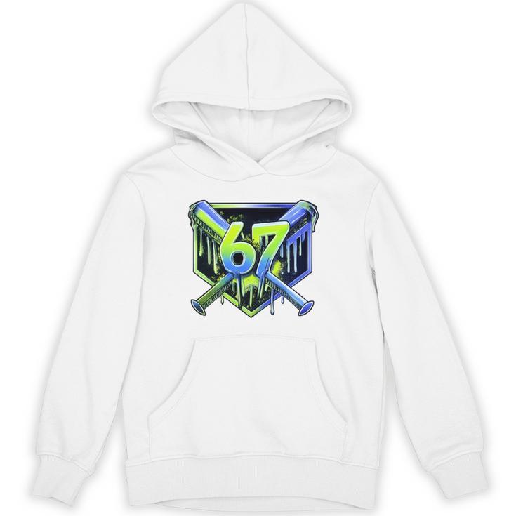 Awesome 67 Baseball Drip Effect Baseball 6-7 Meme Graphic Premium Tri-Blend Unisex Hoodie