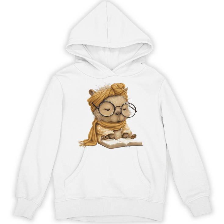 Baby Reptile Small Book Reading Graphic Lizard Round Glasses Unisex Hoodie