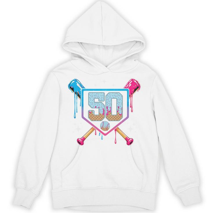 Baseball 50 Year Old Ice Cream Drip 50th Birthday Number 50 Unisex Hoodie