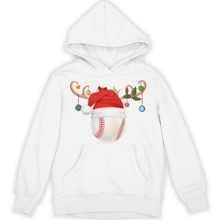 Baseball Christmas Reindeer Santa Hat Sports Player Xmas Unisex Hoodie