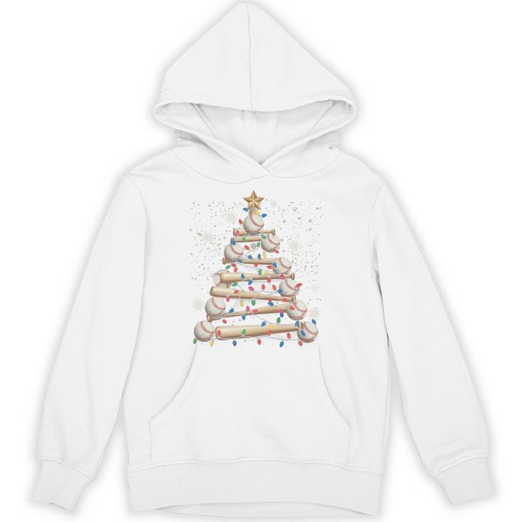 Baseball Christmas Tree Light Xmas Tees Boys Kids Men Unisex Hoodie