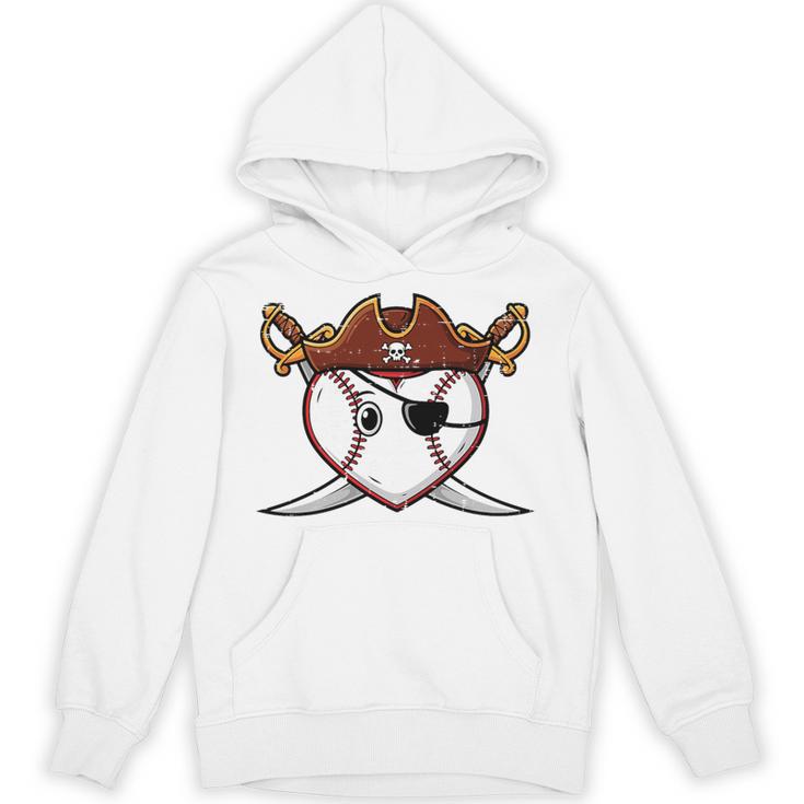 Baseball Heart Pirate Hat Crossed Swords Men Boys Kids Youth Premium Tri-Blend Unisex Hoodie