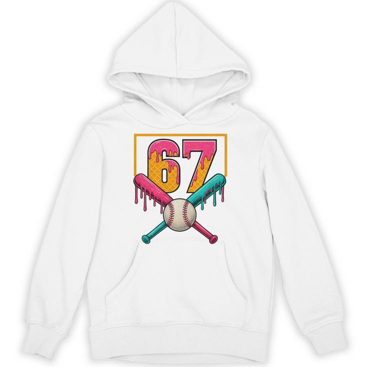 Baseball Ice Cream Drip Number 67 Player 67th Birthday Premium Tri-Blend Unisex Hoodie