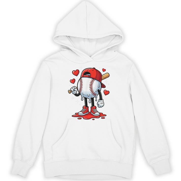 Baseball Ice Cream Drip Valentines Day Sports For Kids Boys Unisex Hoodie