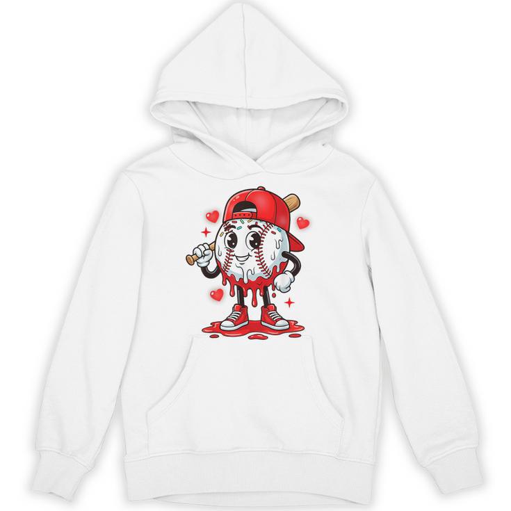 Baseball Ice Cream Valentine Dripping Game Day Men Boys Kids Unisex Hoodie