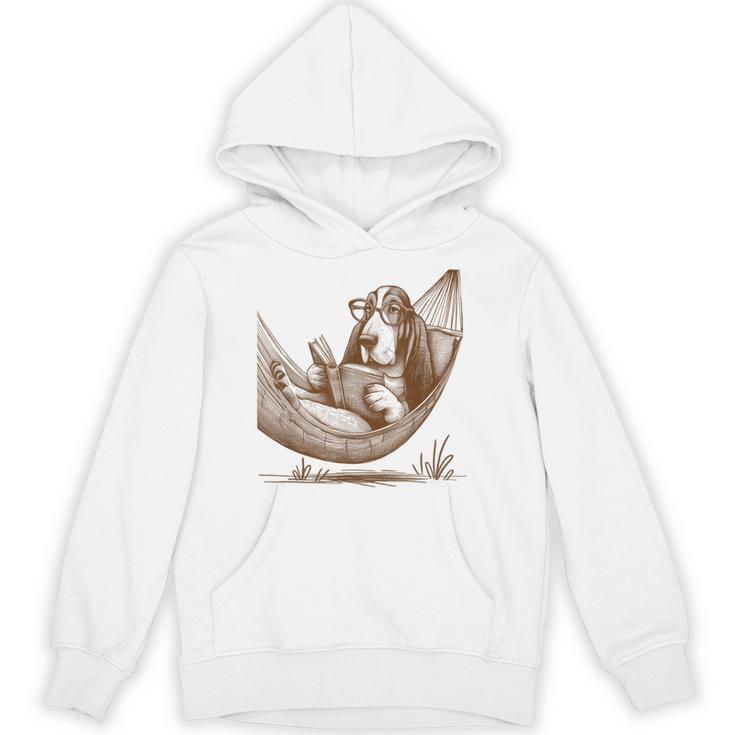 Basset Hound Dog Mom Basset Hound Dog Reading Book Unisex Hoodie