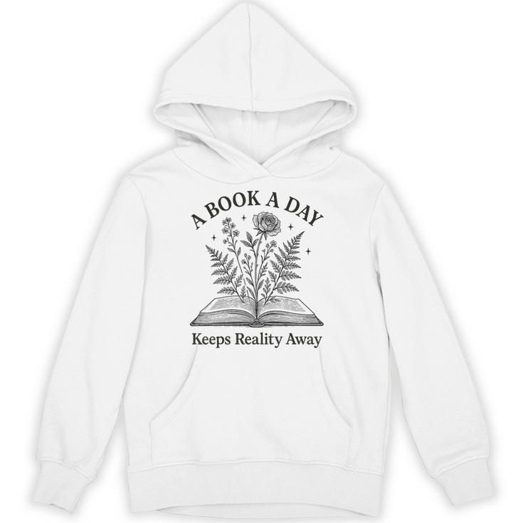 A Book A Day Keeps Reality Away Floral Reader Unisex Hoodie