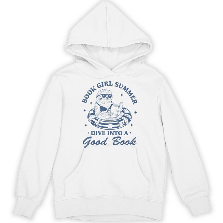 Book Girl Summer Bookish Sloth Beach Vacation Unisex Hoodie