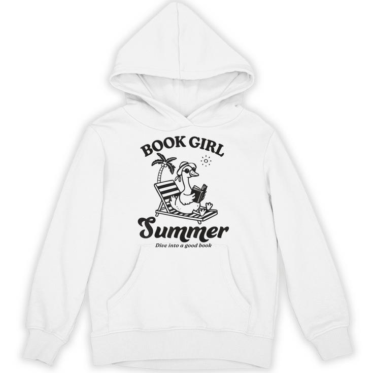Book Girl Summer Reading Duck Retro Beach Vacation Bookworm Unisex Hoodie