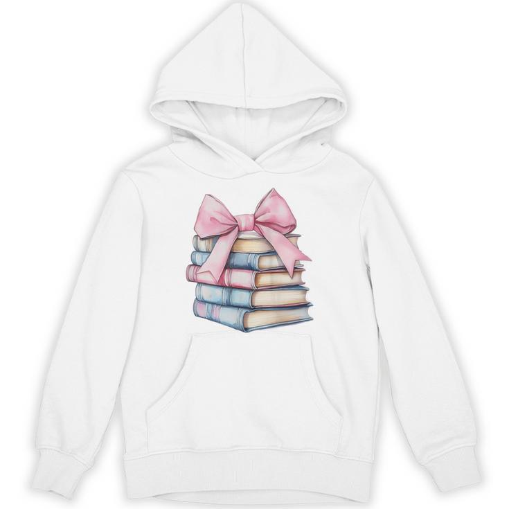 Book Lover Coquette Bow Pink Dainty Ribbon Cute Bookworm Unisex Hoodie