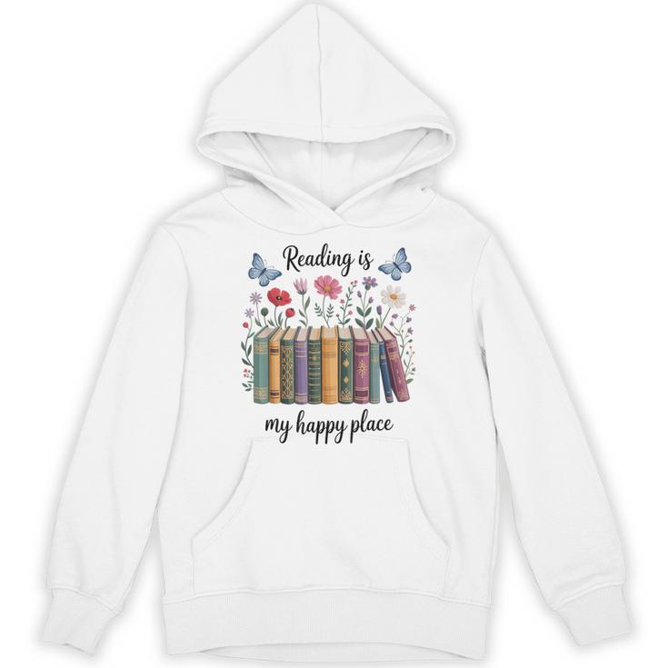 Book Lover Floral Reading Is My Happy Place Unisex Hoodie