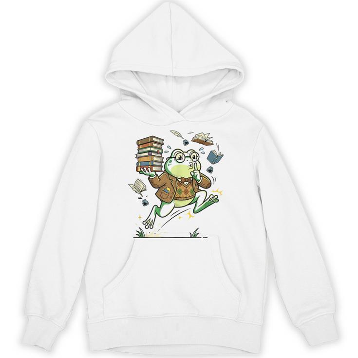 Book Lover Frog Quiet Please Cute Librarian Cartoon Unisex Hoodie