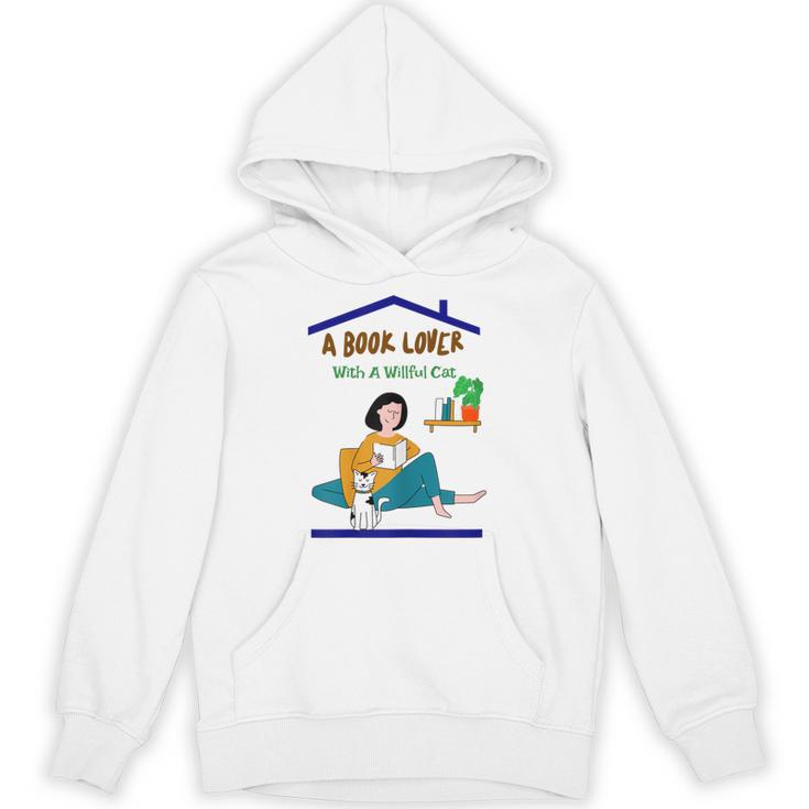 A Book Lover With A Willful Cat Women Kids Unisex Hoodie