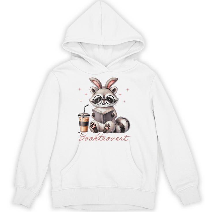 Booktrovert Raccoon Reading Book Iced Coffee Lover Unisex Hoodie