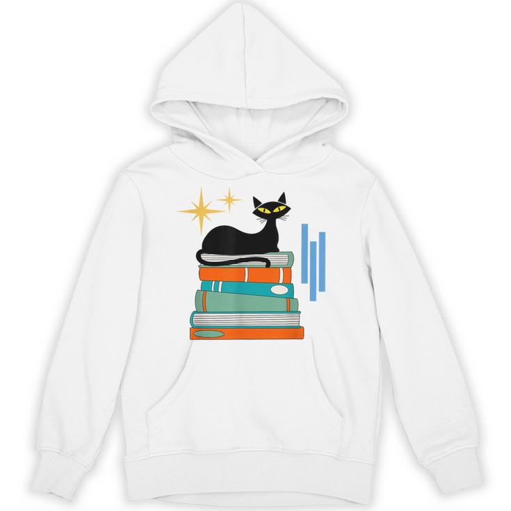 Cat And Books Retro Midcentury Mid Century Aesthetic Unisex Hoodie