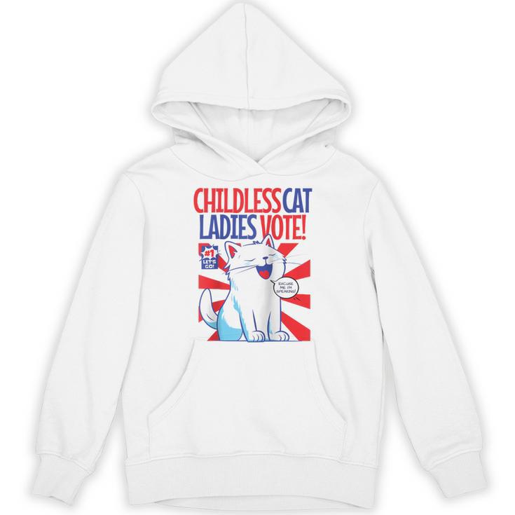 Childless Cat Ladies Vote Kamala Harris Cute Comic Book Cat Raglan Baseball Tee Unisex Hoodie