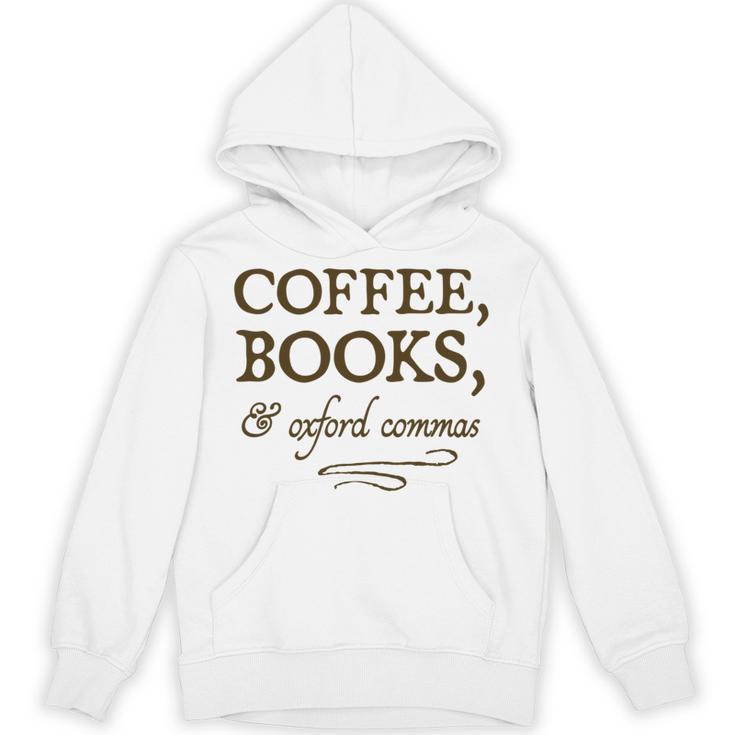 Coffee Books & Oxford Commas Funny Grammar Nerd Gift Unisex Hoodie