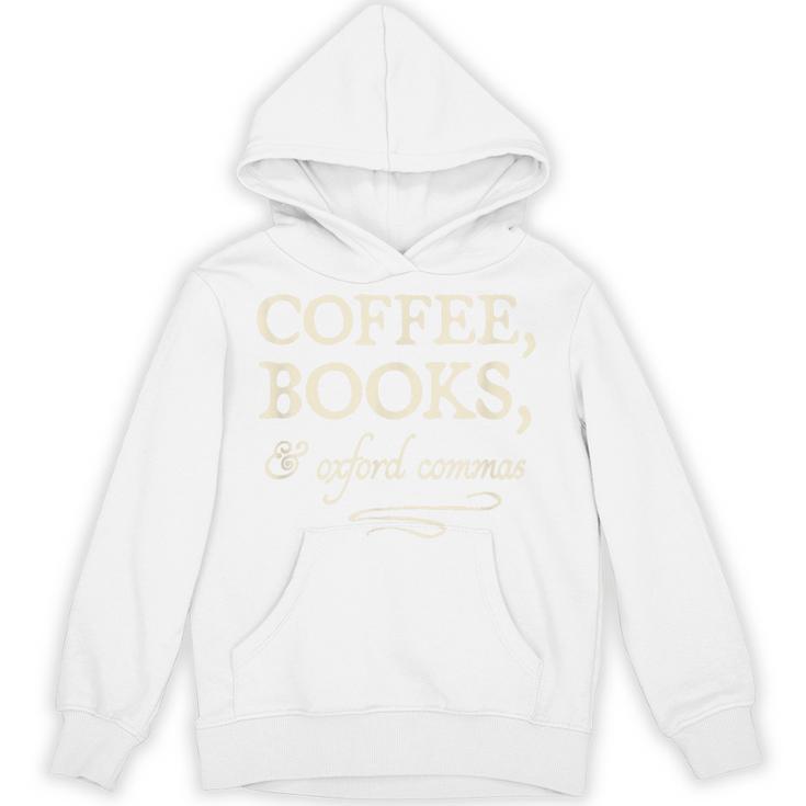 Coffee Books & Oxford Commas Funny Grammar Snob T-Shirt Unisex Hoodie