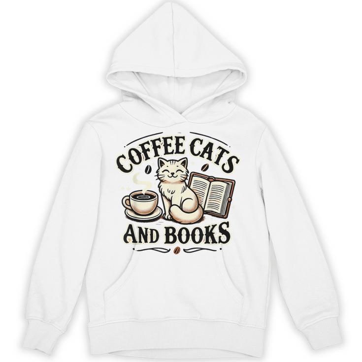 Coffee Cats And Book Reader Book Lovers Librarian Bookworm Unisex Hoodie