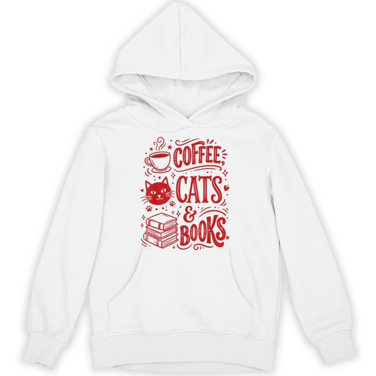 Coffee Cats And Books Lover Reading Unisex Hoodie