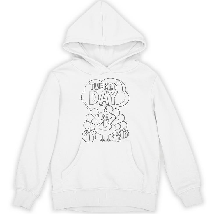 Coloring Book Style Blank Happy Thanksgiving Turkey Day Unisex Hoodie
