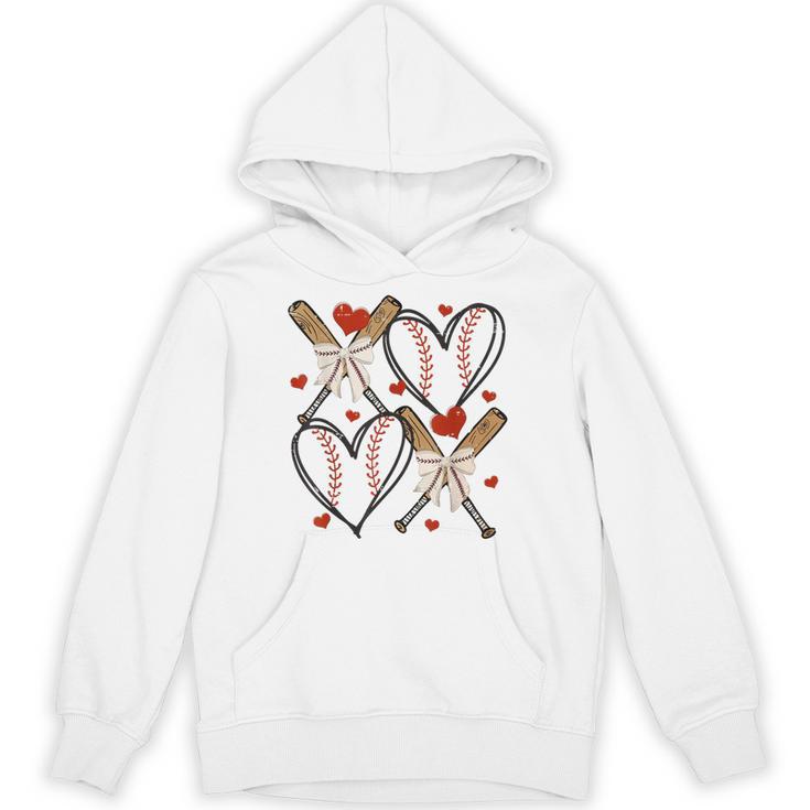 Coquette Bow XOXO Baseball Lover Heart Valentine Game Day Unisex Hoodie
