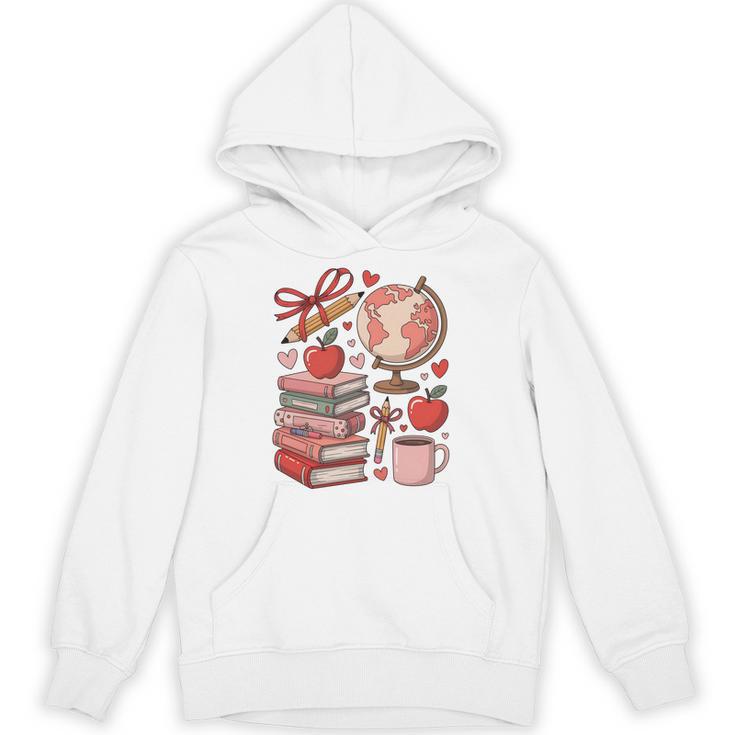 Coquette Teacher School Supplies Bows Books Globe Apple Cute Unisex Hoodie