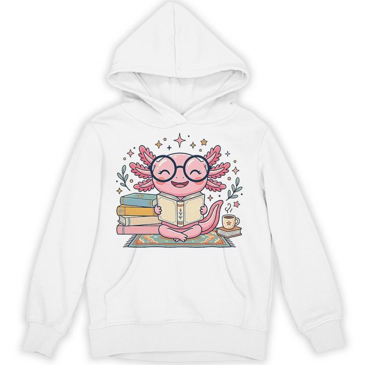 Cute Axolotl Reading Books Cozy Bookworm Fantasy Art Premium Tri-Blend Unisex Hoodie