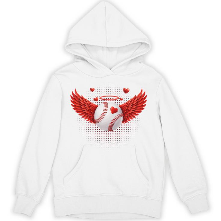 Cute Baseball &Cupid Wings Happy Valentines Boys Men Unisex Hoodie