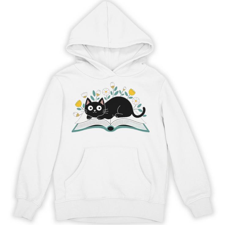 Cute Cat On Book Fun Flower Feline Pet Lover Premium Tri-Blend Unisex Hoodie