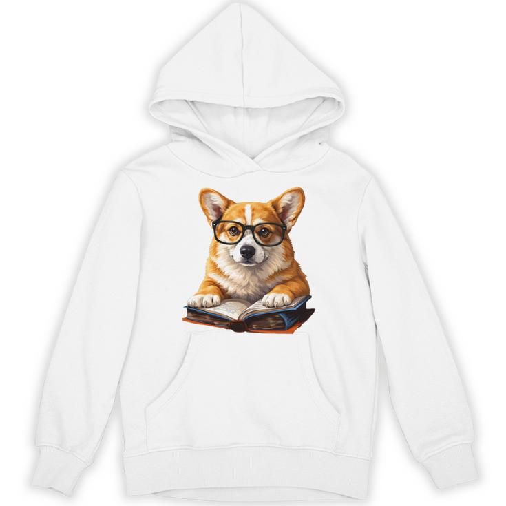 Cute Dog Corgi Reading Book Unisex Hoodie