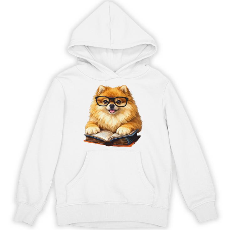 Cute Dog Pomeranian Reading Book Premium Tri-Blend Unisex Hoodie