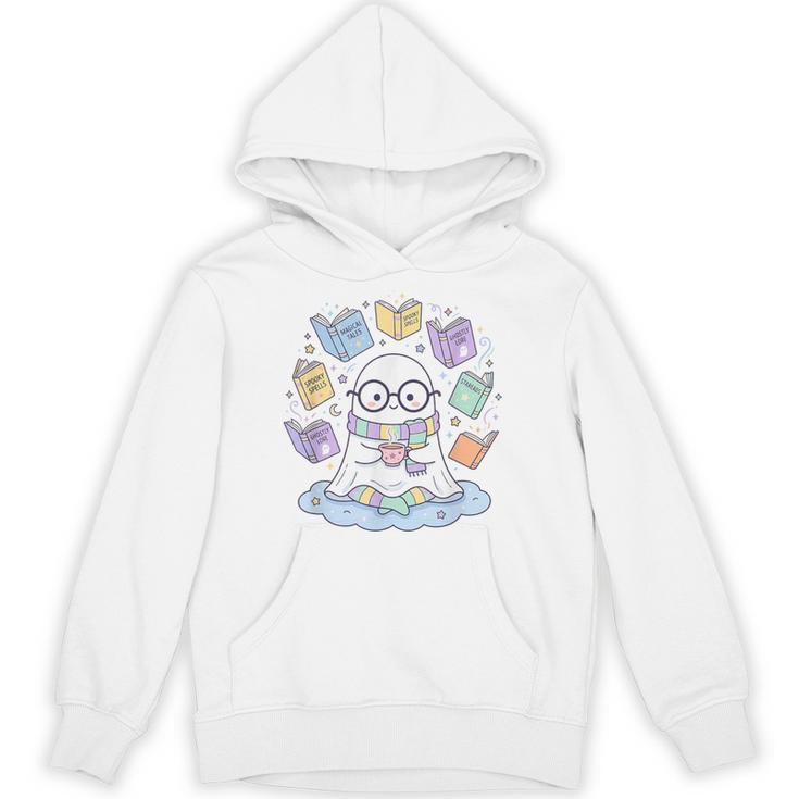 Cute Ghost Reading Books Spooky Magical Tales Witchy Unisex Hoodie