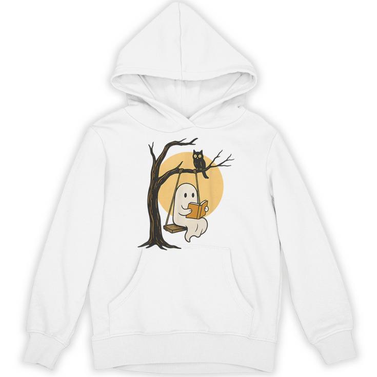Cute Ghost Reading Halloween Book Lovers Librarians Teachers Unisex Hoodie