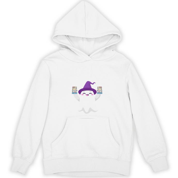 Cute Halloween Literacy Teacher Witch Reading Books Ghost Unisex Hoodie