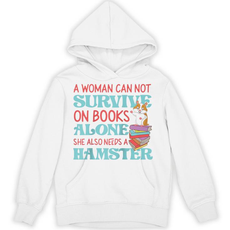 Cute Hamster Reading Book A Woman Can Not Survive On Books Raglan Baseball Tee Unisex Hoodie