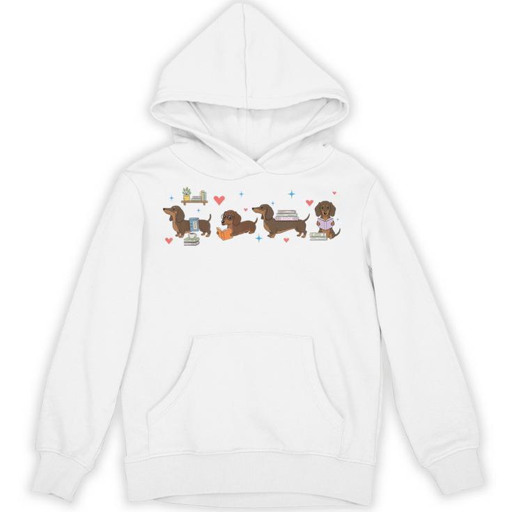 Dachshund Reading Books Cute Dog Lover Bookish Doxie Unisex Hoodie